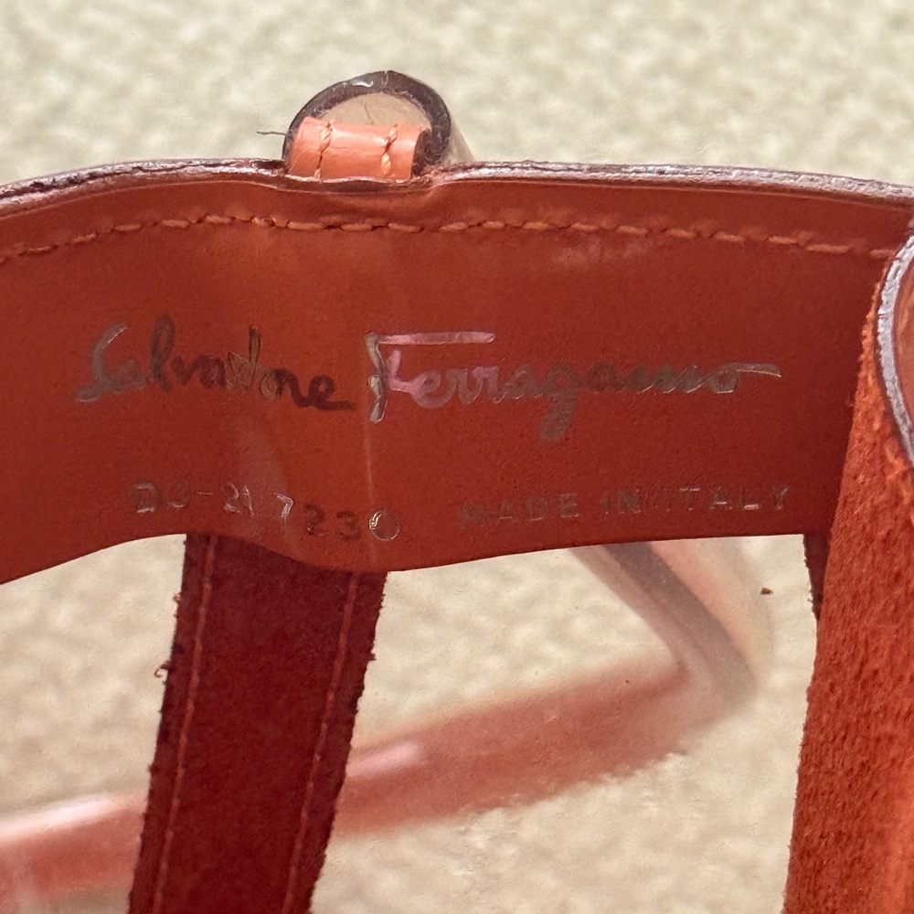 Salvatore Ferragamo Orange Statement Leather Tote Bag - Picture 10 of 11